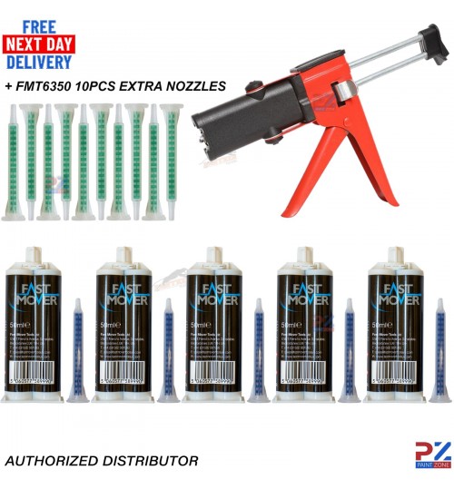 Fast Mover PU 2K Plastic Repair Glue Cartridge 50ml + Gun + 10 Mixing Nozzles